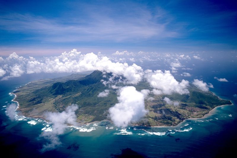 The island Nevis seen from a the sky